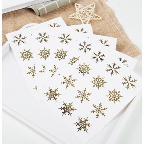 1200pcs/pack 3.5cm Christmas Snowflake Hot Golden Transparent Scrapbook Decoration PVC Material Sealing Sticker Waterproof