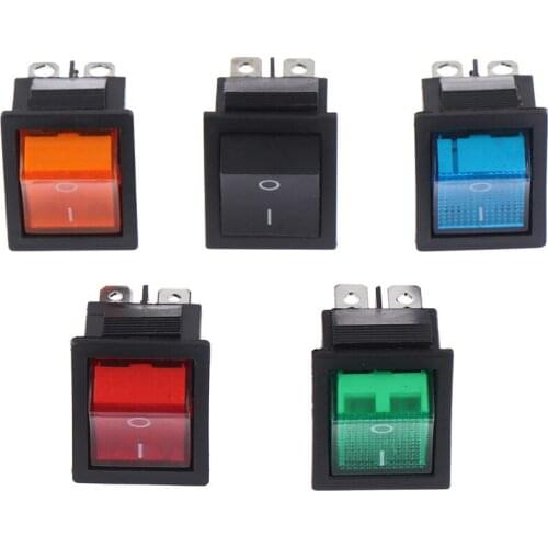 6A 250VAC Rocker Switch 4pin On Off DPST 12V 220V Red Lamp Black Latching 4-pin 2-gear ship type switch