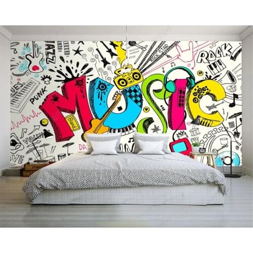 Beibehang Custom wallpaper murals Retro wall painted graffiti bar KTV Hotel background wall papel de parede wallpaper 3d behang