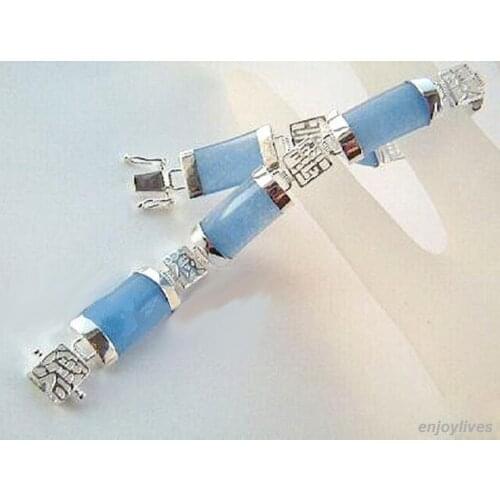 Free shipping@@@@ @ Sky-blue Natural stone WGP Fortune Emolument Longevity Property Luck Link Clasp Bracelet
