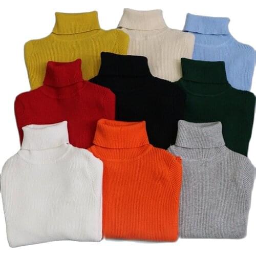 Candy Color Baby Sweaters Autumn New Fashion Knitted Turtleneck Cotton Kids Sweater Toddler Girl Winter Clothes Korean Pullover