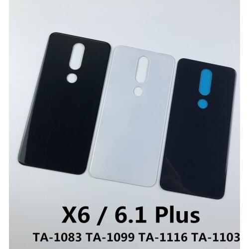 For Nokia X6 6.1 Plus TA-1083 TA-1099 TA-1116 TA-1103 Glass Housing Battery Back Cover+Sticker glue