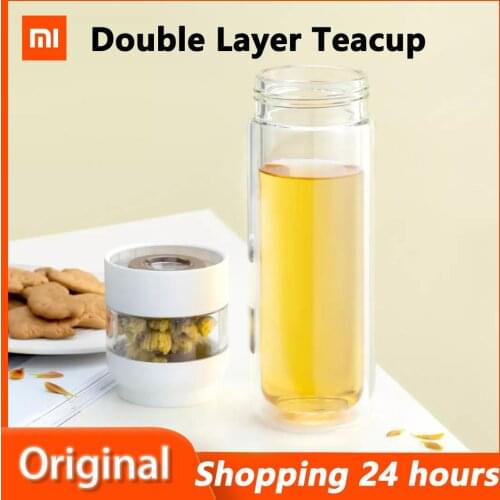 Xiaomi QUANGE Double-layer Tea Separation Cup Portable Double-layer Glass Heat Insulation Anti-scalding Easy to Make Tea