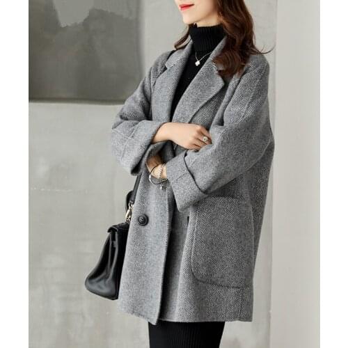 Double Side Wool Coat Female Alpaca Autumn Winter Jacket Women Woolen Coats Korean Long Jackets Abrigo Mujer MY