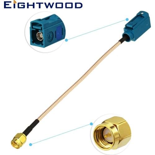 Eightwood Car GPS Radio Aerial DAB Adapter Antenna Adapter Cable Fakra Z Jack Female to SMA Plug Male Pigtail Cable RG316 15cm