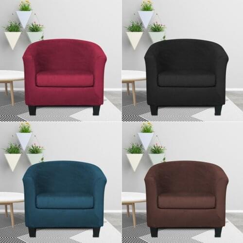 Elastic Club Sofa Slipcovers Velvet Coffee Bar Armchair Cover Living Room Solid Color Tub Couch Cover with Seat Cushion Covers