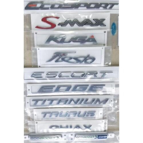 Chrome Trunk Letters for Ford EcoSport S-MAX C-MAX KUGA Fiesta ESCORT EDGE TITANIUM Emblem ECOBOOST 4WD Emblems Badges