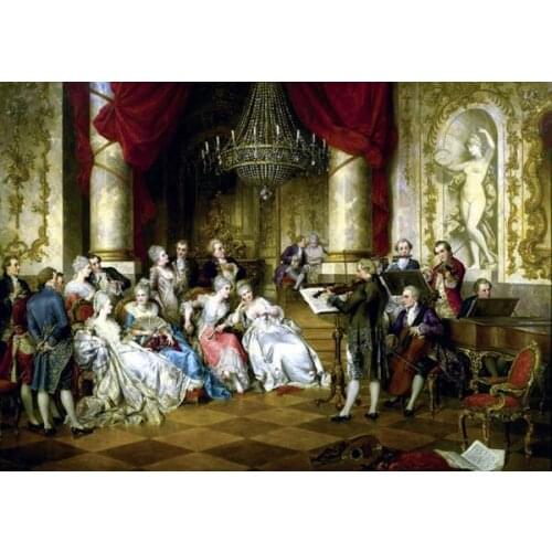 Free shipping Court figures oil painting canvas prints palace unframed royal concert oil painting printed on canvas