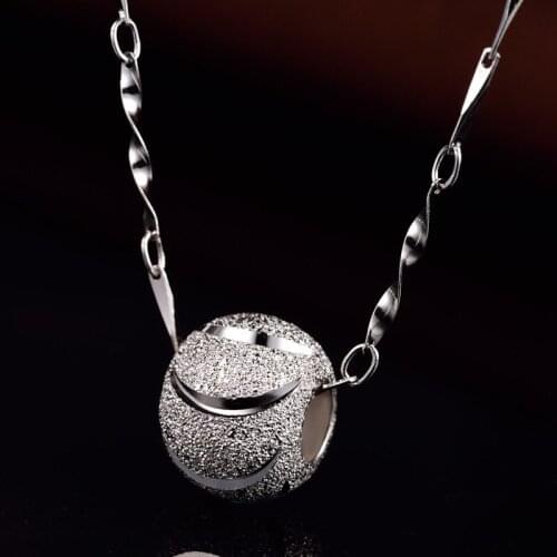 LIAMTING Classical Womens 925 Sterling Silver Transport Ball Pendant Necklaces Fashion Lady Pure Silver Necklaces Jewerly VA002
