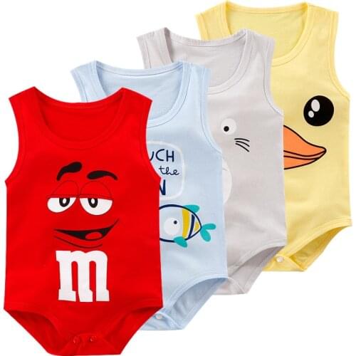 Baby Clothing Jumpsuit Summer Sleeveless Newborn Baby Romper Cotton Cartoon Toddler Baby Boys Girls Clothes