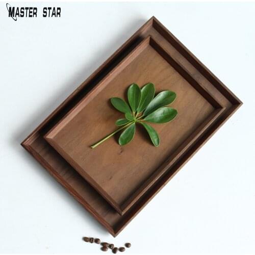 Master Star Nature Wood Plate Whole Black Walnut Block Western Food Service Tray Chinese Traditional Design No Glue