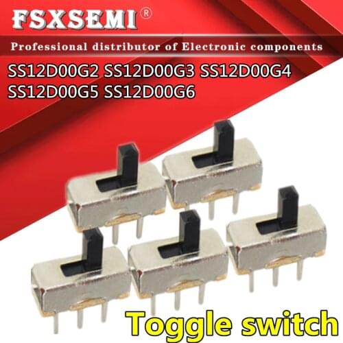 20pcs SS12D00 SS12D00G3 SS12D00G4 SS12D00G5 SS12D00G6 Interruptor on-off mini Slide Switch 1P2T 2mm 3mm 4mm 5mm toggle switch