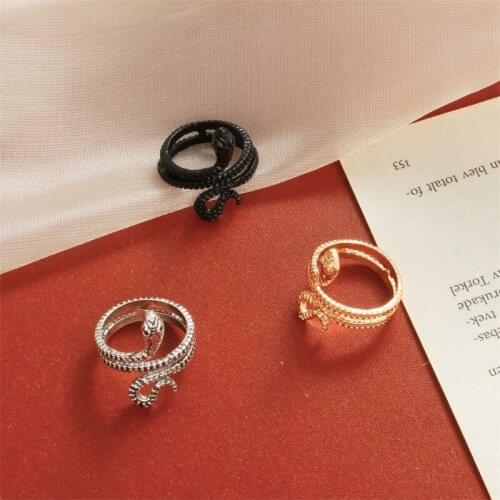 Fashion Design Snake Opening Ring For Women Men Punk Copper Animal Hands Decorated Adjustable Finger Jewelry Party Gifts