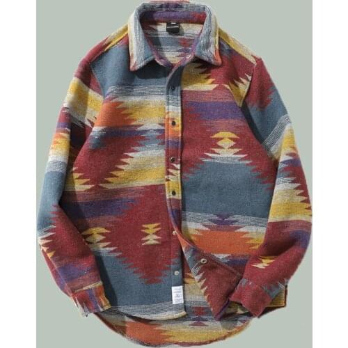 Geometric Striped Flannel Shirt Mens Hip Hop Casual Loose Cotton Long Sleeves Japanese Harajuku Streetwear Oversize Shirt Tops