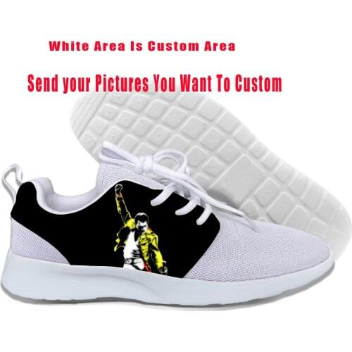 2019 Hot Freddie Mercury The Queen Band Shoes Mens Hip Hop Rock Hipster Sports Shoes Lightweight-Breathable Custom DIY Shoes
