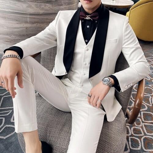 Jacket+Vest+Pants) Handsome Double-Breasted Paisley Groom Tuxedos Shawl Collar Men Work Suits 3 pieces Prom/Dinner Blazer Set