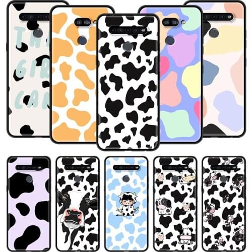 Cute cow spots Case For LG K41s K61 K40s K40 K50 K50s G6 G7 G8 K31 K42 K52 K62 K71 Silicone Soft Black Back Cover
