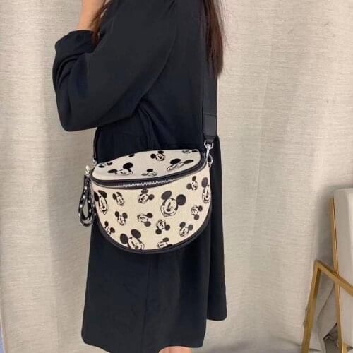 Disney Mickey chest bag retro female bag canvas bag messenger bag Korea Dongdaemun The same shoulder bag tide bag