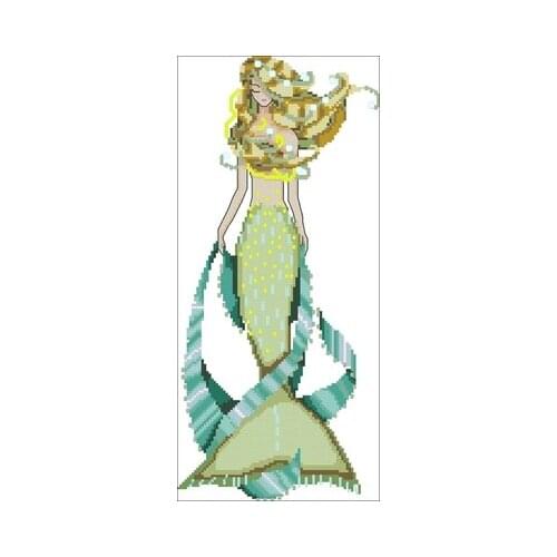 -NC236-Blond Little Mermaid Counted Cross Stitch 11CT 14CT 18CT Cross Stitch Kits Embroidery Needlework Sets