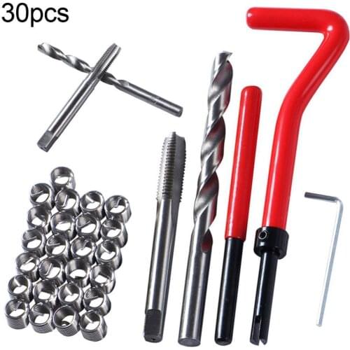 New 30Pcs M5/M6/M8 Car Pro Coil Drill Tool Metric Thread Repair Insert Kit for Helicoil Car Repair Tools Coarse Screw tooth