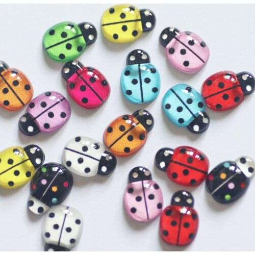 Wholesale 50pcs Mixed Color Resin Cute Colorful Beetle Flat back Rhinestone Appliques DIY Wedding Scrapbook Craft
