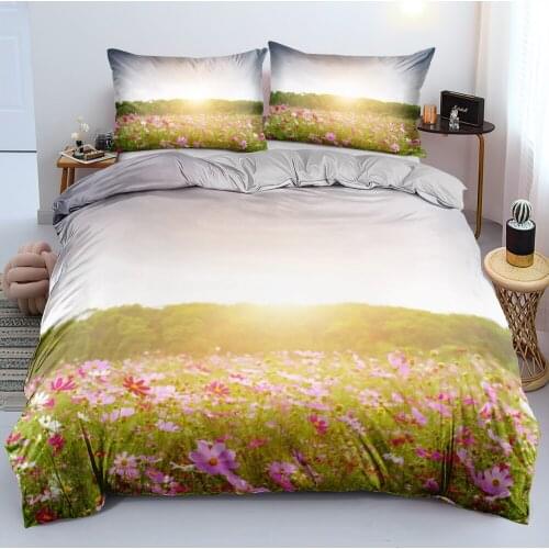 3D Bed Linen Custom Design Bedding Sets Flower Duvet Cover Pillowship Set Green Plants Bed Linens 220x240 Size Home Texitle