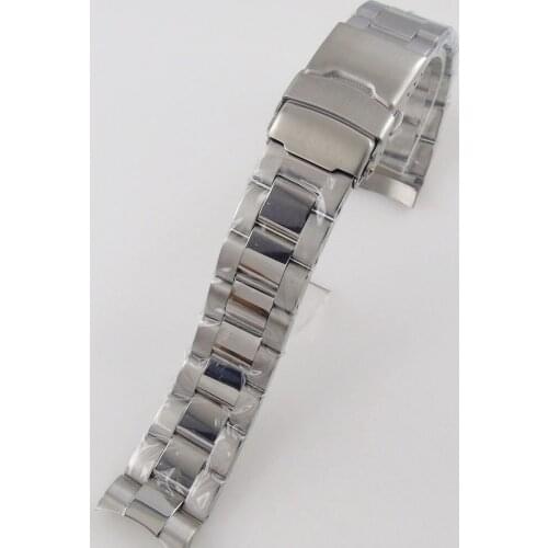 20mm Width Middle Polished Stainless Steel 316L Watch Metal Strap fit 40mm MOVEMENT