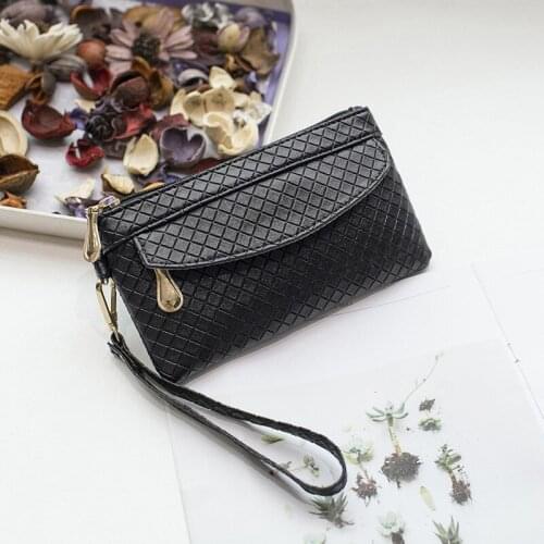SENDEFN Wallet Soft Pu Leather Zipper Ladies Clutch Wallet Plain Pattern Design Casual Portable Long Purse Card Holder Phone Bag
