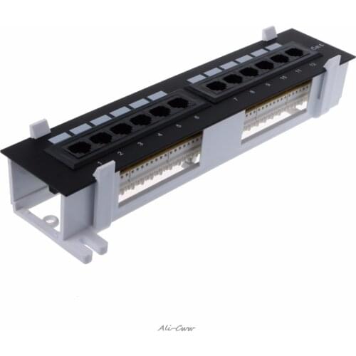 12 Ports Ethernet LAN Network Adapter CAT6 Patch Panel RJ45 Networking Wall Mount Rack Mount Bracket Network Tools