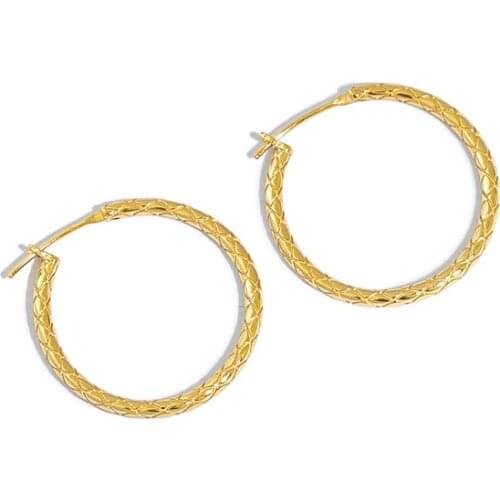 SHANICE 100% 925 Sterling Silver Rhombus ins niche minimalist geometric Hoop Earrings For Women Punk Gold Circle Earrings