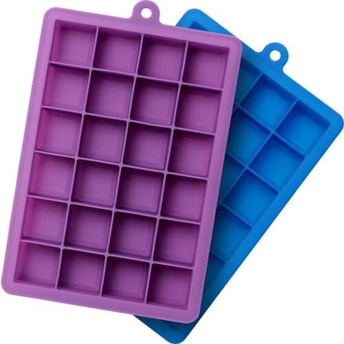 2pcs Silicone Ice Tray Cube with Lid 15 and 24 Cubes Ice Cream Cake Mold Maker Easy to Release kitchen Accessories Tools