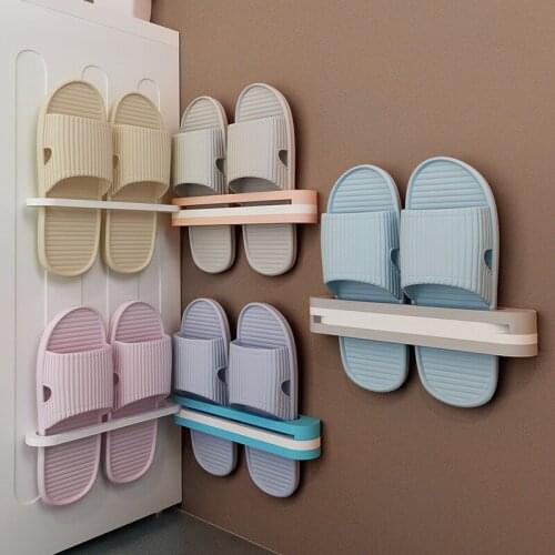 Bathroom slippers rack free perforation wall-mounted foldable toilet rack toilet slippers storage shelf shelves for wall