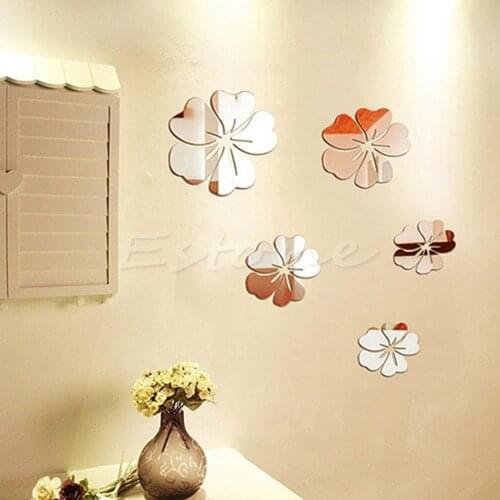 Stylish Mirror Flowers Style Removable Decal Vinyl Art Wall Sticker Home Decor 896B