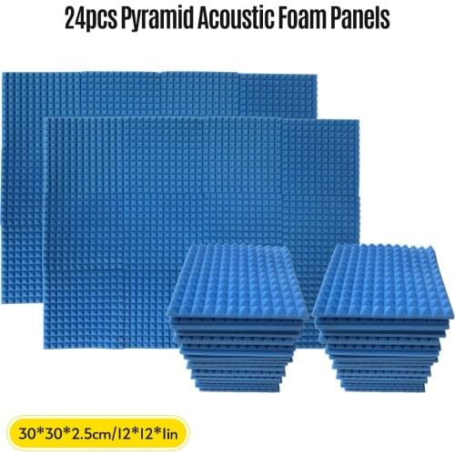 24pcs 12*12*1inch High Density Studio Acoustic Foams Panels Sound Insulation Foam Fire Retardant for Studio KTV Broadcast