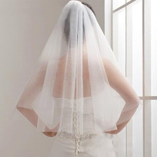 Wedding Veil Bridal Tulle Veils Comb Two Layers Short White Wedding Veils Cheap 2020 Ivory Bridal Veil
