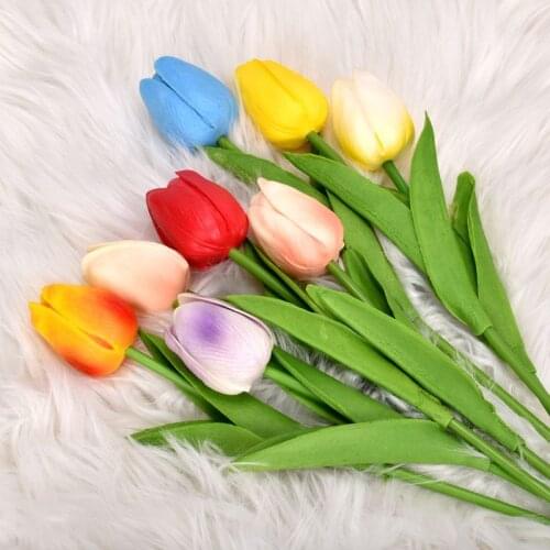1/2/3/4/5Pcs tulip multi-color artificial flower pu bouquet fake flowers for wedding party celebration office home decoration