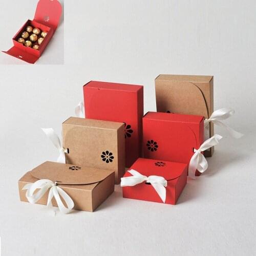 10pcs Chocolate Candy Biscuit Baking Food Packing Box Handmade DIY Folding Wedding Gift Box Party Favor
