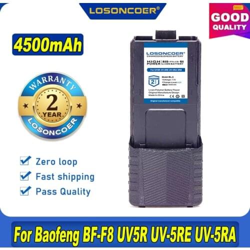 100% Original LOSONCOER NEW 4500mAh BL-5 UV-5R Battery For Baofeng Walkie Talkie BF-F8 UV5R UV-5RE UV-5RA 5RB 5RL F8+ F8HP