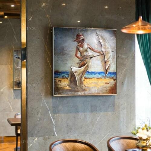 100%Hand-painted Beaches and Beauty Oil Paintings Wall Decor The Bedroom Medern Abstract Painting Wall Picture Frameless