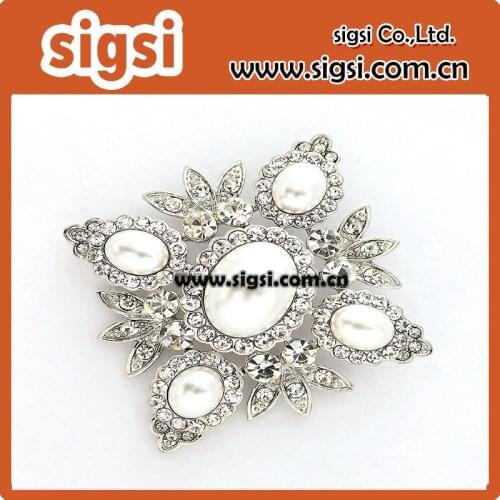 100pcs 50mm Crystal Pearl Brooch Bridal Wedding Cake Bouquet Brooches Dress Rhinestone Brooch