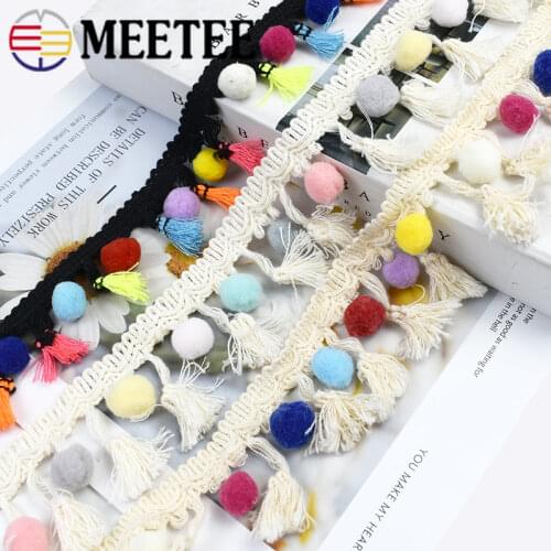 5Meters Meetee 45/60mm Cotton Tassel Lace Trim Fabric Color Beaded Fringe DIY handmade Garment Hometextile Curtain Accessories