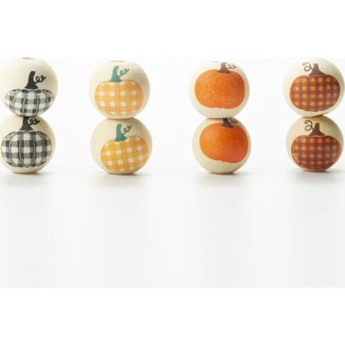 20Pcs Halloween Wooden Beads Colorful Wooden Beads Lattice Wooden Beads Hemp Rope Tassel Accessories DIY Custom Loose Beads