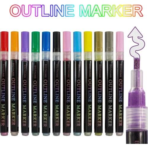 24 colors Double line markers Super squiggles shimmer markers Outline markers pens for Greeting card Posters DIY School Supplies