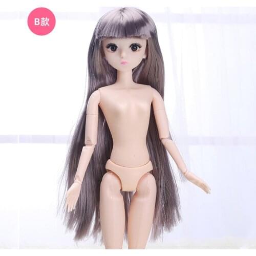 30cm Fashion Nude Doll 20 Joints 3D Black Eyes Long Eyelashes Make-up White Muscle 1/6 Bjd Doll DIY Dress Up Toy for Girls