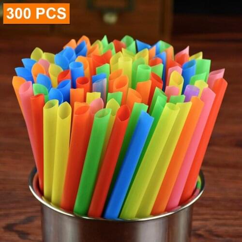 300pcs Disposable Straws Large Drinking Straws Multicolor Wide MilkTea Milkshake Juice Plastic Straws Bar Drink Accessories