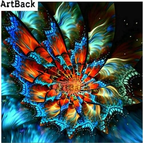 ARTBACK 5d Diamond Painting Abstract Flowers Icon Square 3d Resin Rhinestone Diamond Embroidery Art Kit