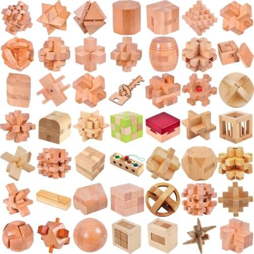 Beech Wood IQ Wooden Burr Puzzles Interlocking Game for Adults KIds