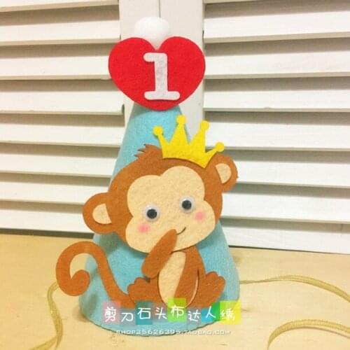 DIY handmade party Monkey Birthday Hat Fabric Felt kit Non-woven cloth Craft DIY Sewing set Handwork Material DIY needlework su
