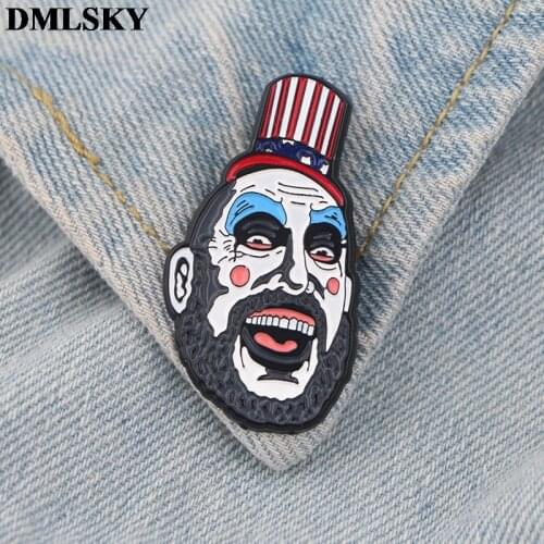 DMLSKY clown horror Brooch Cartoon Enamel Pins For Women Men Backpack Pins Personality Metal brooch Kids Pin Charm Jewelry M3907