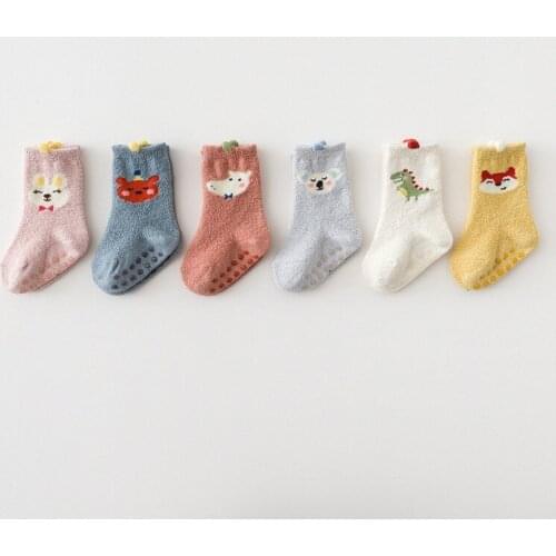 Cotton Childrens Anti-slip Boat Socks for Boys Girl Low Cute Kid Sock with Rubber Grips Four Season